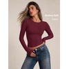 image:imageAUTOMET Womens Crew Neck Long Sleeve Shirts Compression Underscrubs TopsBurgundy