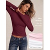 image:imageAUTOMET Womens Crew Neck Long Sleeve Shirts Compression Underscrubs TopsBurgundy
