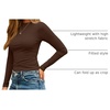 image:imageAUTOMET Womens Crew Neck Long Sleeve Shirts Compression Underscrubs TopsChocolate Brown