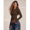 image:imageAUTOMET Womens Crew Neck Long Sleeve Shirts Compression Underscrubs TopsChocolate Brown