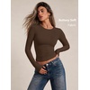 image:imageAUTOMET Womens Crew Neck Long Sleeve Shirts Compression Underscrubs TopsChocolate Brown