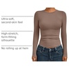 image:imageAUTOMET Womens Crew Neck Long Sleeve Shirts Compression Underscrubs TopsCoffee Grey