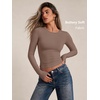 image:imageAUTOMET Womens Crew Neck Long Sleeve Shirts Compression Underscrubs TopsCoffee Grey