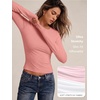image:imageAUTOMET Womens Crew Neck Long Sleeve Shirts Compression Underscrubs TopsCoral