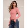 image:imageAUTOMET Womens Crew Neck Long Sleeve Shirts Compression Underscrubs TopsCoral