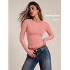 image:imageAUTOMET Womens Crew Neck Long Sleeve Shirts Compression Underscrubs TopsCoral