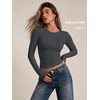 image:imageAUTOMET Womens Crew Neck Long Sleeve Shirts Compression Underscrubs TopsGray