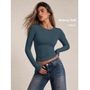 image:imageAUTOMET Womens Crew Neck Long Sleeve Shirts Compression Underscrubs TopsHaze Blue