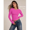 image:imageAUTOMET Womens Crew Neck Long Sleeve Shirts Compression Underscrubs TopsHot Pink