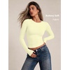 image:imageAUTOMET Womens Crew Neck Long Sleeve Shirts Compression Underscrubs TopsLemon Yellow