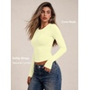 image:imageAUTOMET Womens Crew Neck Long Sleeve Shirts Compression Underscrubs TopsLemon Yellow