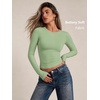 image:imageAUTOMET Womens Crew Neck Long Sleeve Shirts Compression Underscrubs TopsLight Green