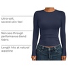 image:imageAUTOMET Womens Crew Neck Long Sleeve Shirts Compression Underscrubs TopsNavy