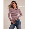image:imageAUTOMET Womens Crew Neck Long Sleeve Shirts Compression Underscrubs TopsPink Brown Stripes