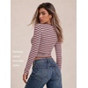 image:imageAUTOMET Womens Crew Neck Long Sleeve Shirts Compression Underscrubs TopsPink Brown Stripes