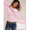 image:imageAUTOMET Womens Crew Neck Long Sleeve Shirts Compression Underscrubs TopsPink Dots