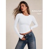 image:imageAUTOMET Womens Crew Neck Long Sleeve Shirts Compression Underscrubs TopsWhite