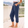image:imageAUTOMET Womens High Waisted Lounge Sweatpants Jogger Pants with PocketsNavy Blue