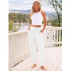 image:imageAUTOMET Womens High Waisted Lounge Sweatpants Jogger Pants with PocketsWhite