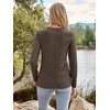 image:imageAUTOMET Womens Long Sleeve Crewneck Shirts Casual Basic Tops01darkcoffee