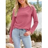 image:imageAUTOMET Womens Long Sleeve Crewneck Shirts Casual Basic Tops01hotpink