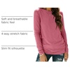 image:imageAUTOMET Womens Long Sleeve Crewneck Shirts Casual Basic Tops01hotpink