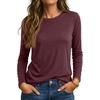 image:imageAUTOMET Womens Long Sleeve Crewneck Shirts Casual Basic Tops01wine Red