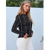 image:imageAUTOMET Womens Long Sleeve Crewneck Shirts Casual Basic TopsBlackdotline