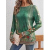 image:imageAUTOMET Womens Long Sleeve Crewneck Shirts Casual Basic TopsFloralgreen