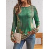 image:imageAUTOMET Womens Long Sleeve Crewneck Shirts Casual Basic TopsFloralgreen
