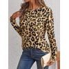 image:imageAUTOMET Womens Long Sleeve Crewneck Shirts Casual Basic TopsLeopard2
