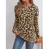 image:imageAUTOMET Womens Long Sleeve Crewneck Shirts Casual Basic TopsLeopard2