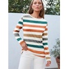 image:imageAUTOMET Womens Long Sleeve Crewneck Shirts Casual Basic TopsStripedorange