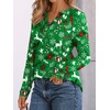 image:imageAUTOMET Womens Long Sleeve Shirts 2026 Fall Outfits Dressy Casual TopsGreen Christmas Print