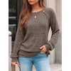 image:imageAUTOMET Womens Long Sleeve Shirts Fall Sweaters Business Casual Tops BlouseChocolate Brown