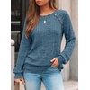 image:imageAUTOMET Womens Long Sleeve Shirts Fall Sweaters Business Casual Tops BlousePeacock Blue