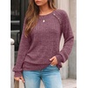 image:imageAUTOMET Womens Long Sleeve Shirts Fall Sweaters Business Casual Tops BlousePurple Red