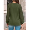 image:imageAUTOMET Womens Long Sleeve Shirts Lace Tops 2026 Fall Outfit Casual BlouseArmygreen