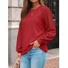 image:imageAUTOMET Womens Long Sleeve Shirts Lace Tops 2026 Fall Outfit Casual BlouseBrick Red