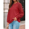image:imageAUTOMET Womens Long Sleeve Shirts Lace Tops 2026 Fall Outfit Casual BlouseBrightred