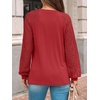 image:imageAUTOMET Womens Long Sleeve Shirts Lace Tops 2026 Fall Outfit Casual BlouseBrightred