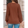image:imageAUTOMET Womens Long Sleeve Shirts Lace Tops 2026 Fall Outfit Casual BlouseBrown