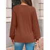 image:imageAUTOMET Womens Long Sleeve Shirts Lace Tops 2026 Fall Outfit Casual BlouseCaramel