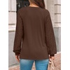 image:imageAUTOMET Womens Long Sleeve Shirts Lace Tops 2026 Fall Outfit Casual BlouseChocolate Brown