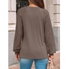 image:imageAUTOMET Womens Long Sleeve Shirts Lace Tops 2026 Fall Outfit Casual BlouseCoffee