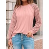 image:imageAUTOMET Womens Long Sleeve Shirts Lace Tops 2026 Fall Outfit Casual BlouseCoral