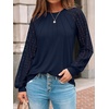 image:imageAUTOMET Womens Long Sleeve Shirts Lace Tops 2026 Fall Outfit Casual BlouseDarkblue