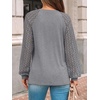 image:imageAUTOMET Womens Long Sleeve Shirts Lace Tops 2026 Fall Outfit Casual BlouseGrey