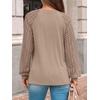 image:imageAUTOMET Womens Long Sleeve Shirts Lace Tops 2026 Fall Outfit Casual BlouseKhaki