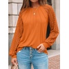 image:imageAUTOMET Womens Long Sleeve Shirts Lace Tops 2026 Fall Outfit Casual BlouseLightorange